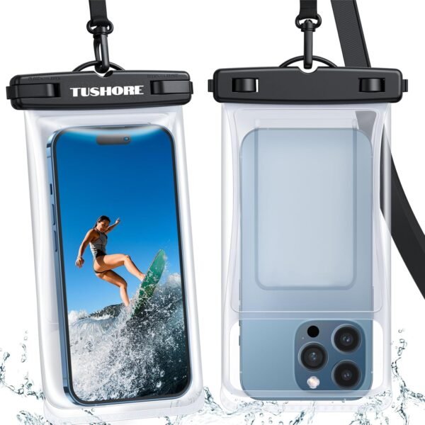 Waterproof Phone Pouch Case - [Easy Lock & Heavy Duty] Cellphone Water Protector Pouch Beach Essentials Travel Must Haves Protector for iPhone 16 15 14 13 12 11 Pro Max