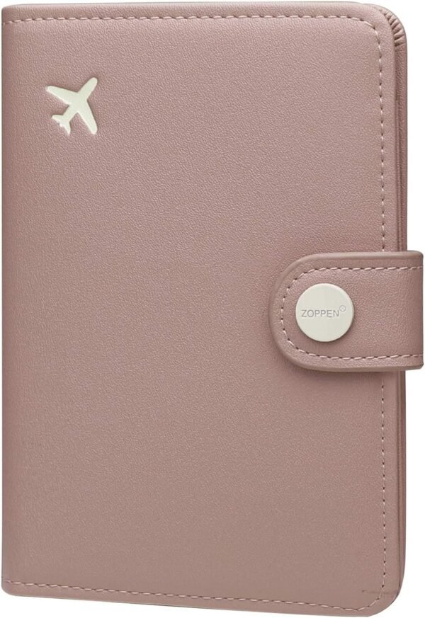 ZOPPEN Passport Holder Women, Passport Cover Travel Wallet Rfid Blocking Passport Wallet Cover Case Travel Essentials Document Organizer, Dusty Pink