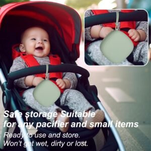 2 Pack Silicone Pacifier Holder Case, Portable Pacifier Case For Diaper Bag, BPA Free Newborn Baby Pacifiers Silicone Pouch For Boys & Girls (Muted+Dusty Lilac)