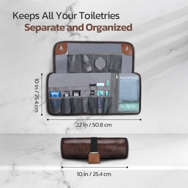 Toiletry Bag for Men, Travel Essentials Travel Toiletry Bag, Water-Resistant Compact Bathroom Roll Organizer for Hygiene, Shaving kit, Gifts for men - Image 2