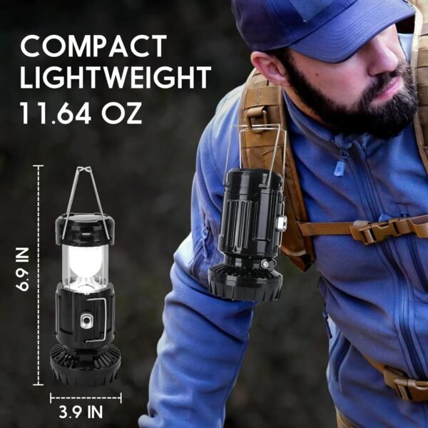 2024 Upgrade Solar Powered Camping Lantern with Fan - Stay Cool and Well-lit During Outdoor Adventures with This Versatile Lantern Featuring a Built-in Fan for Added Comfort. - Image 2