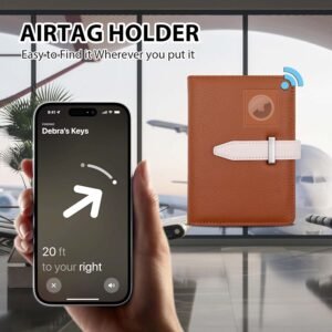 Passport Holder with Airtag for Women/Men,Airtag Passport Wallet for Travel,Cute Passport Holder Rfid Blocking,Travel Wallet for Cards Passport Cover Case