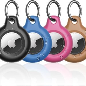 Supfine Waterproof Airtag Holder,4 Pack Air Tag Keychain,Full Body Protective Tracker Case with Loop Key Ring for Apple Tags,IPX8 Airtags Cover for Wallet,Luggage,Cat,Dog,Pets,for Item Finder