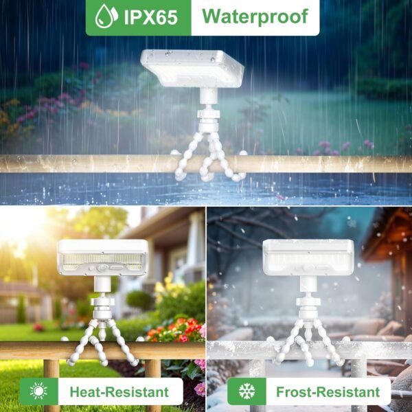 Tryme Solar Lights Outdoor with Motion Sensor, USB & Solar Powered, Adjustable Angle, 3 Modes, Octopus Stand, IP65 Waterproof Fence Lights for Garden, Gate (2 Pack) - Image 6