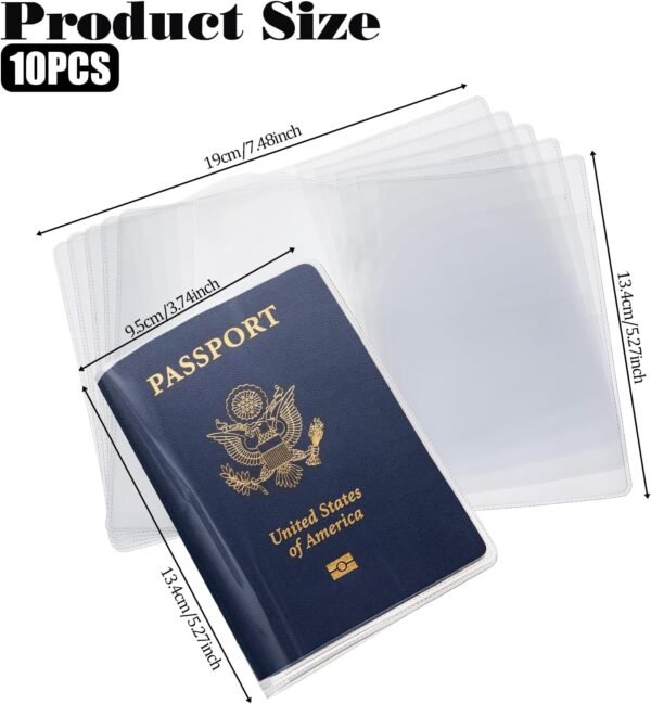 10 Pcs Transparent Plastic Passport Protector Case, Passport Sleeve Clear Vinyl Transparent Holder Organizer ID Card Travel Document Protector - Image 2