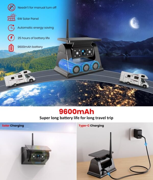 Solar Wireless Magnetic Backup Camera for Truck: 5" 1080P Recording Monitor Portable Trailer Rear View Camera, 1Mins DIY Install & Long Battery Life IR Night Vision RV Camera for Camper-S3 - Image 5