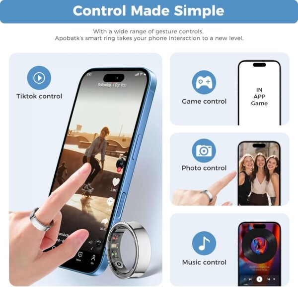 Smart Ring for Men Women, Health & Fitness Tracker with Heart Rate, Sleep Monitor, Step Counter, IP68 Waterproof, Silver #13 - Image 3