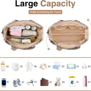 Diaper Bag Tote, Baby Diaper Tote Bags Crossbody Hospital Bag Travel Large Mommy Bag, with Silicone Pacifier Case