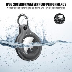 Supfine Waterproof Airtag Holder,4 Pack Air Tag Keychain,Full Body Protective Tracker Case with Loop Key Ring for Apple Tags,IPX8 Airtags Cover for Wallet,Luggage,Cat,Dog,Pets,for Item Finder