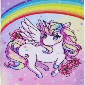 ZGMYC Cute Unicorn Passport Holder Cartoon PU Leather Travel Passport Cover Card Case Wallet for Kids Girls Women