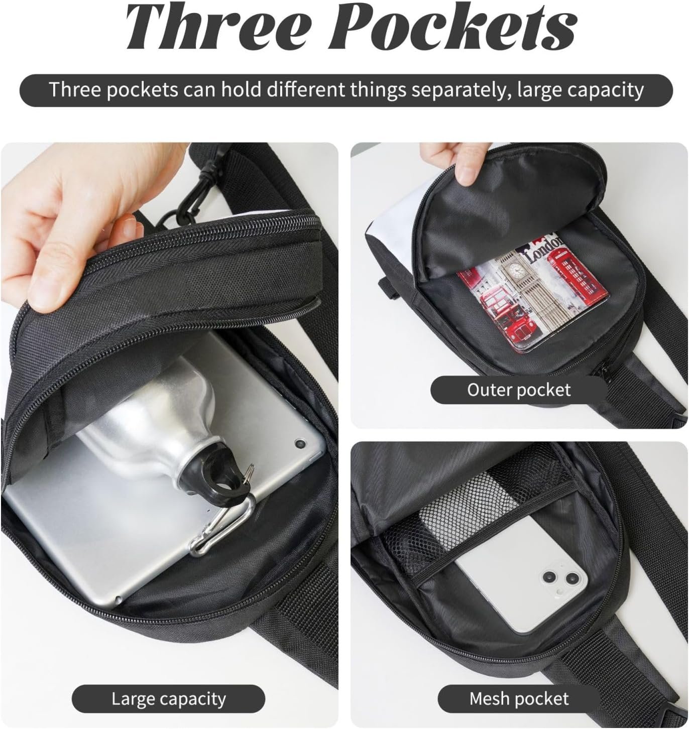 Sling Bag Crossbody Shoulder Bag Cross Chest Bag Painting of Flowers Sling Backpack Travel Hiking Daypack - Image 3