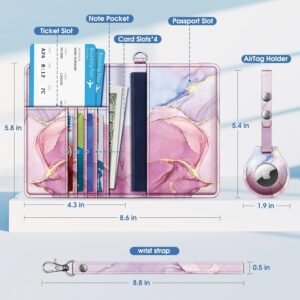 Fintie Passport Holder with Airtag Holder, Slim Travel Wallet RFID Blocking Passport Cover Protector Essentials with Credit Card Slots for Women/Men