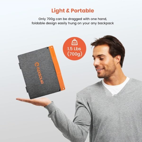 FlexSolar 20W Portable Solar Panel, High-Efficiency Monocrystalline PV Module Power Charger with Dual USB Ports for Phones, Tablets, Power Bank, Camera and Other Off-Grid Applications - Image 4