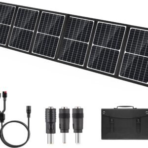 Portable Solar Panels for Power Station: 120w 20v Foldable Solar Charger with USB A/C for Phones Tablets RV – Waterproof Adjustable Kickstand Solar Suitcase for Outdoor Camping Hiking