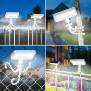 Tryme Solar Lights Outdoor with Motion Sensor, USB & Solar Powered, Adjustable Angle, 3 Modes, Octopus Stand, IP65 Waterproof Fence Lights for Garden, Gate (2 Pack)