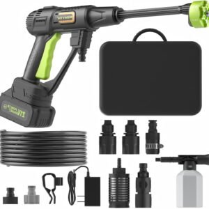 Cordless Pressure Washer Battery Powered; 990PSI Cordless Power Washer with 6-in-1 Nozzle, 23FT High-Elastic Hose, 21V Battery&Charger; Portable Handheld Pressure Washer Cleaner for Home, Car, Garden