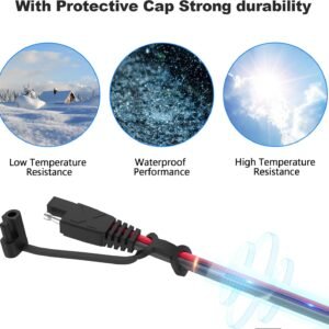 OYMSAE 12Feet SAE to SAE Extension Cable Quick Disconnect Connector 16AWG, for Automotive Solar Panel Extension Cable Plug(12FT(16AWG)) Pack of 4