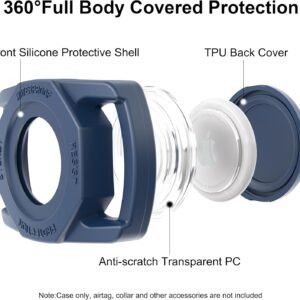 SANKALA Airtag Dog Collar Holder, [1 Pack] Waterproof Airtag Case for Dog Collar, TPU & Silicone Full Body Covered Anti-Lost Apple Air Tag Collar Holder Protective Airtag Case for Pet Collar, Blue