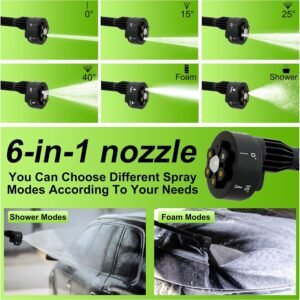 900PSI Cordless Pressure Washer, Portable 48V Power Washer with 3.0Ah Dual Batteries and 6-in-1 Nozzle, for Car, Fence, Floor, Patio Cleaning and Plant Watering