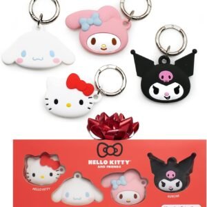 iFace Sanrio Friends Special Edition Silicone Protective Cover Compatible with Apple AirTag [Cute Character Case] [Carabiner Keychain Clip Included] – Set of 4 in Gift Box