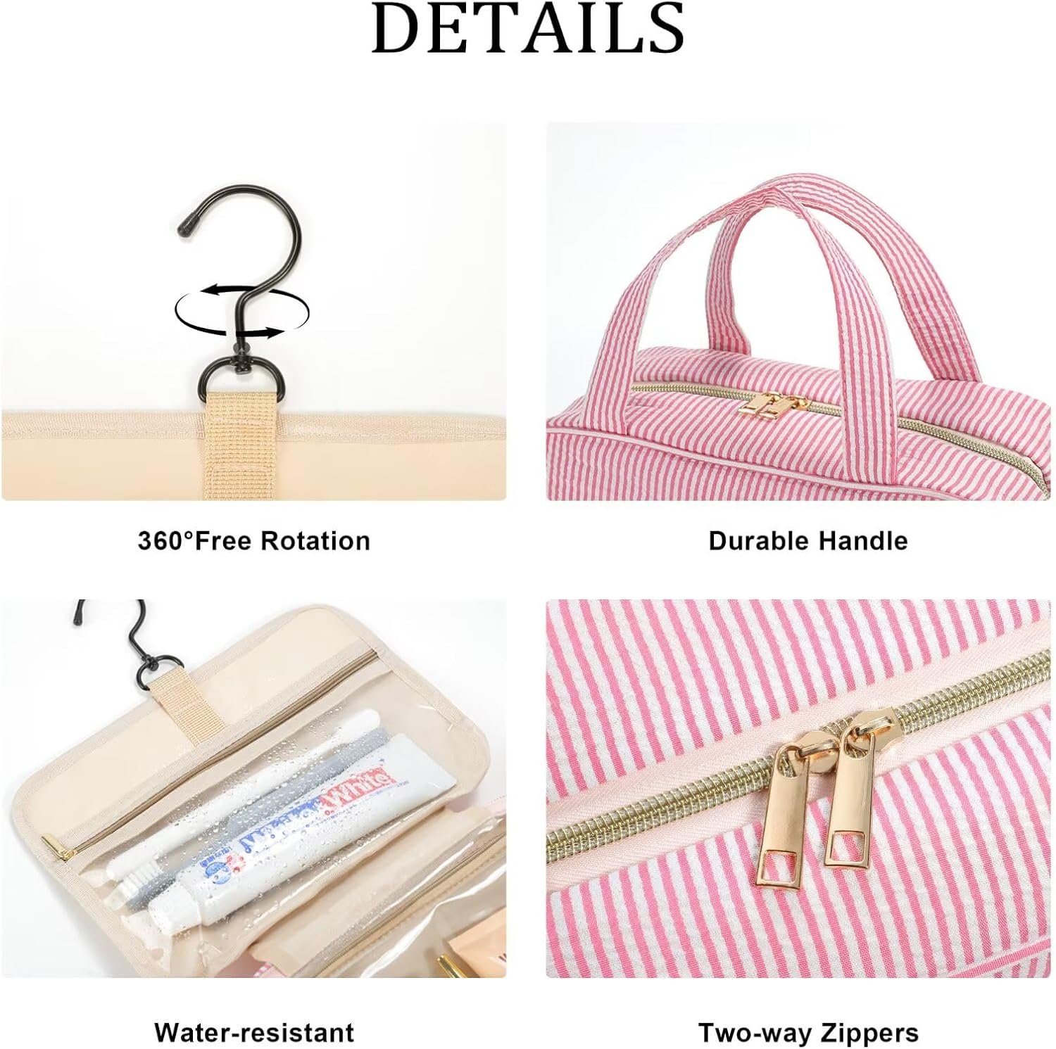 YOOLIFE Hanging Toiletry Bag Makeup Bag for Women Girls, Initial Toiletry Bag Cosmetic Bag, Personalized Birthday Gifts for Women Teen Girls, Letter A, Blue - Image 4