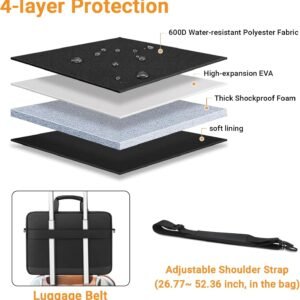 14 Inch Laptop Bag, Waterproof Laptop Case Sleeve Messenger Bag Briefcase with Shoulder Strap for 14 Inch Lenovo HP Dell Acer ASUS Notebook, MacBook Air/Pro 15 Inch, Black