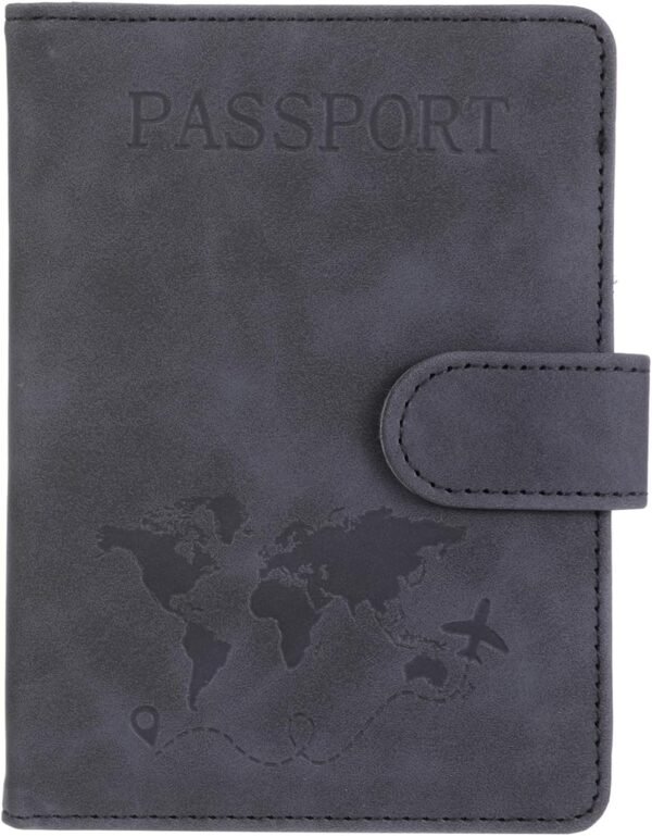 Passport Holder for Travel Essentials, Passport Wallet Cover Case for Men Women PU Leather Pass-port Book Holder for Family Cruise Ship Accessories Vacation Travel Must Haves, Black