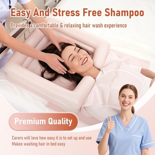 Inflatable Bedside Shampoo Set with Water Bag and Waterproof Shawl. Wash Hair in Bed for Children, the Elderly, Pregnant Women, Post-surgery or Bedridden Patients. Water Bag Capacity 2.1 Gallons (8L) - Image 6