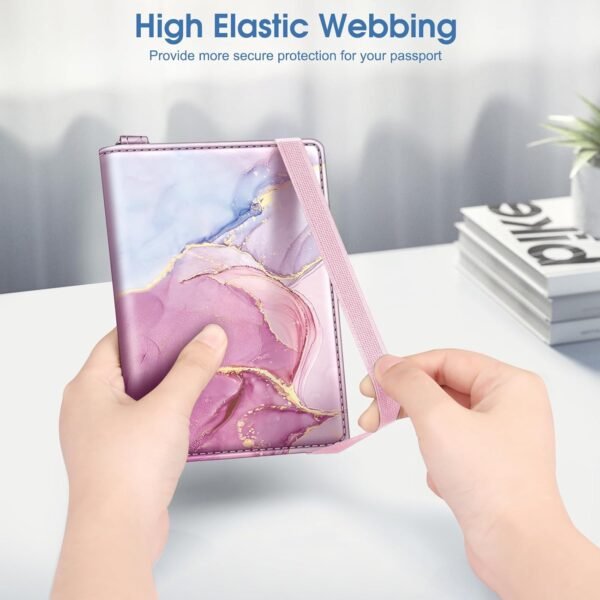 Fintie Passport Holder with Airtag Holder, Slim Travel Wallet RFID Blocking Passport Cover Protector Essentials with Credit Card Slots for Women/Men - Image 5
