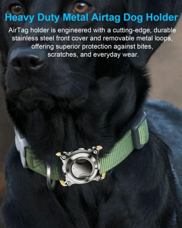Airtag Holder for Dog Collar - Waterproof with Metal Cover, Removable Loop, Chew Proof, Compact Size (1 Pack Black, S (Width2.5cm/ Thick2.3mm)) - Image 2