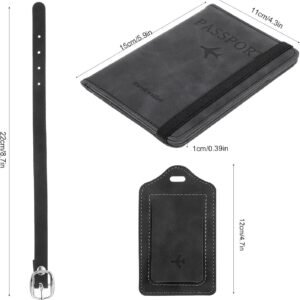 Passport Holder Passport Wallet Cover Case Pass Port Cover with Credit Card Slot Boarding Pass Slot Combo Luggage tag PU Leather Passports Book Travel Essentials and Accessories for Women Men