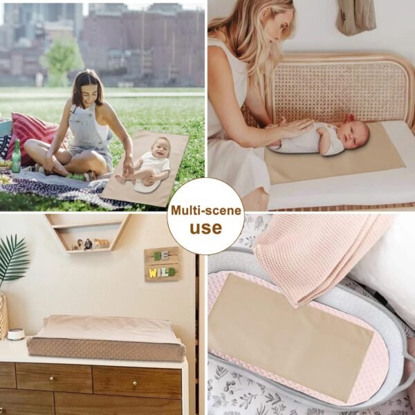 Owlowla Baby Diaper Changing Pad Portable Changing Mat Travel Changing Pad Liner for Baby and Small Toddler(Beige&Brown) - Image 5