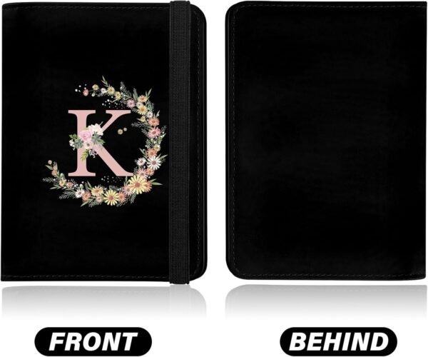 Cute Passport Holder and Holder Combo Passport Cover with RFID Blocking Women Men Compatible Wallet Credit Card Protector (Initial Monogram-K) - Image 5