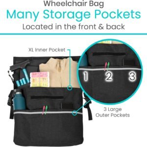 Vive XL Wheelchair Accessories Bag – Waterproof, Scratch-Resistant, Double-Stitched, Machine Washable for Adults, Seniors, 15 Colors – Storage Walker Backpack to Hang on Back of Wheel Chair