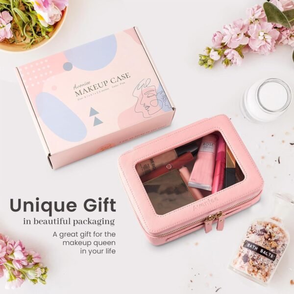 Aveniee Clear Makeup Bag Organizer, Travel Toiletry Bag for Women, Waterproof Cosmetic Pouch with Zippers,Car Accessories Organizers and Storage Case,Pink - Image 4