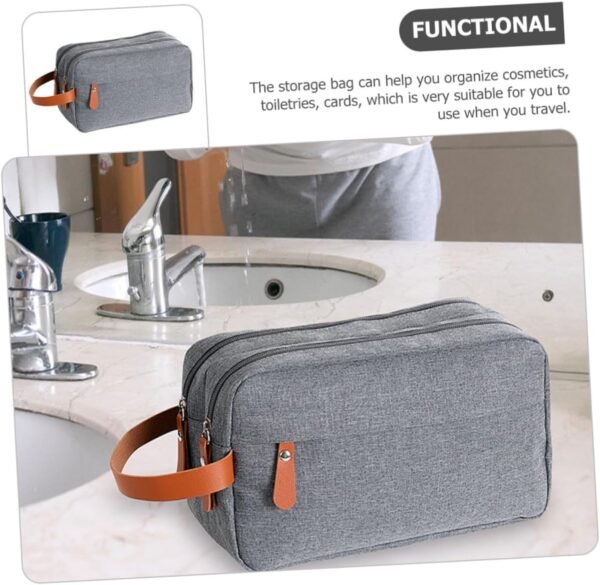 Travel Toiletries Bag for Men Portable Wash Bag with Multiple Pockets Compact Design for Easy Access and Organization for Travel Essentials Gray - Image 2