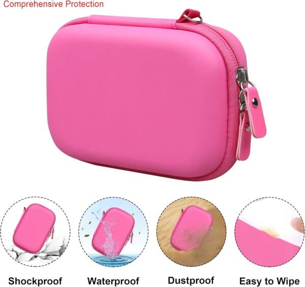 Elonbo Carrying Case for KODAK Step Instant Smartphone Photo Printer, Portable Mini Color Wireless Mobile Print Digital Camera Hard Travel Bag, Picture Printer Storage Holder, Pink+Pink - Image 3