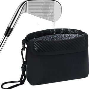 Golf Club Ball Cleaning Bag,Portable Waterproof Golf Club & Ball Cleaning Bag with Detachable Clip,Quick Dirt & Grass Removal, Compact Design for Golfers