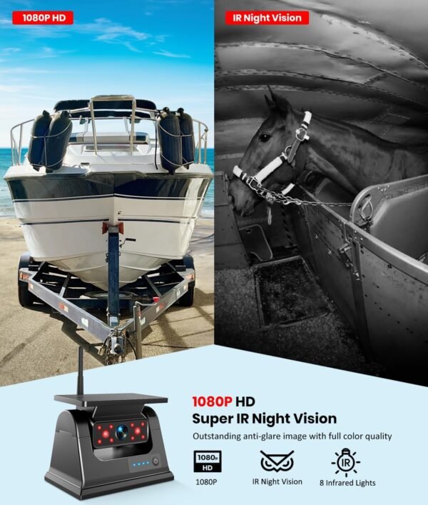 Solar Wireless Magnetic Backup Camera for Truck: 5" 1080P Recording Monitor Portable Trailer Rear View Camera, 1Mins DIY Install & Long Battery Life IR Night Vision RV Camera for Camper-S3 - Image 4