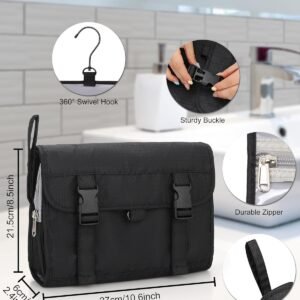Relavel Travel Hanging Toiletry Bag for Men Women Travel Kit Shaving Bag Waterproof Large Makeup Bag Wash Bag Makeup Organizer Cosmetic Case for Bathroom Shower Black