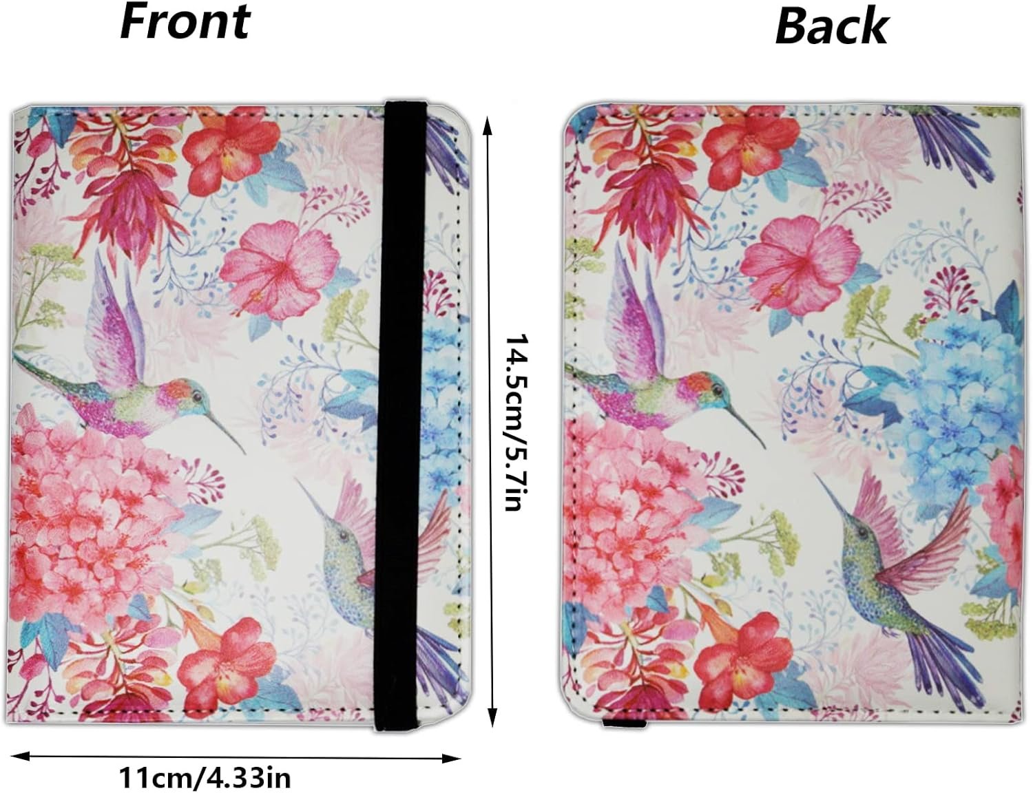 Watercolor Hummingbirds Passport and Vaccine Card Holder Combo Travel Passport Cover Case for Mens Womens Leather Passport Wallet - Image 5