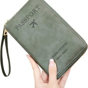 Leather RFID Blocking Passport Holder Travel Wallet, Passport Cover/Travel Wallet for Women/Men with