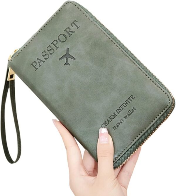 Leather RFID Blocking Passport Holder Travel Wallet, Passport Cover/Travel Wallet for Women/Men with - Image 2
