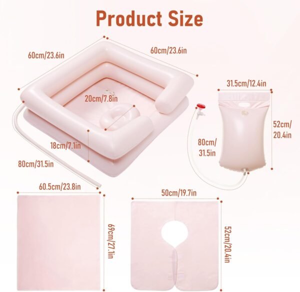 Inflatable Bedside Shampoo Set with Water Bag and Waterproof Shawl. Wash Hair in Bed for Children, the Elderly, Pregnant Women, Post-surgery or Bedridden Patients. Water Bag Capacity 2.1 Gallons (8L) - Image 8