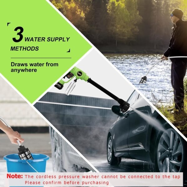 900PSI Cordless Pressure Washer, Portable 48V Power Washer with 3.0Ah Dual Batteries and 6-in-1 Nozzle, for Car, Fence, Floor, Patio Cleaning and Plant Watering - Image 5