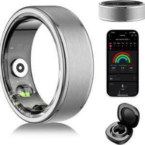 Smart Ring for Women Men – Fitness Tracker with Heart Rate/Blood Oxygen/Stress Monitor/Steps/Sleep Tracking, No App Subscription, 5ATM Waterproof Health Rings