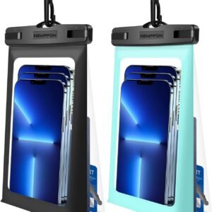 Floating Waterproof Phone Pouch : 2 Pack Universal Floatable Water Proof Dry Bag Case – Float Clear Cell Holder with Lanyard for iPhone 16 15 Pro Max Plus Samsung for Beach Swimming