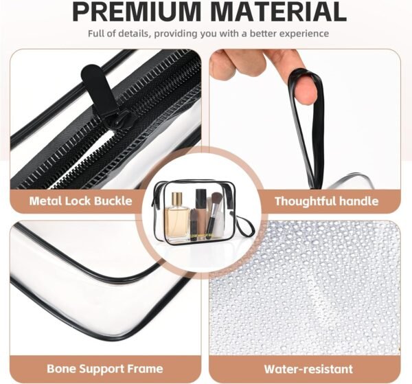 Clear Makeup Bag,2 Pack TSA Approved Toiletry Bag Travel Toiletry Bag Hanging Makeup Cosmetic bag for Women Men (Black). - Image 3