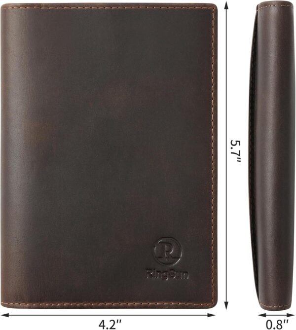 Ringsun Leather Passport Cover for Men Women, RFID Passport Wallet Case Travel Passport Holder for Family - Image 3