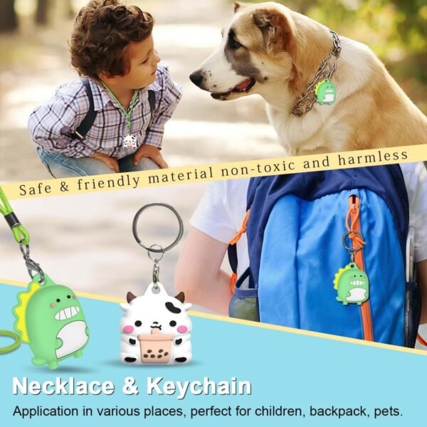 4-Pack Cute Case for AirTag Necklace Design, Waterproof Air Tag Necklace Soft Silicone Protective Air Tags Holder with Key Ring - Image 4